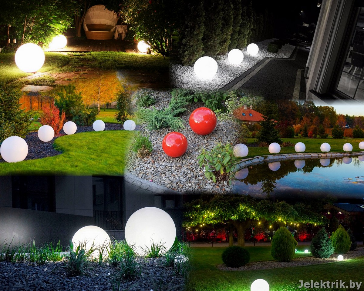 Садовые светильники в виде шара