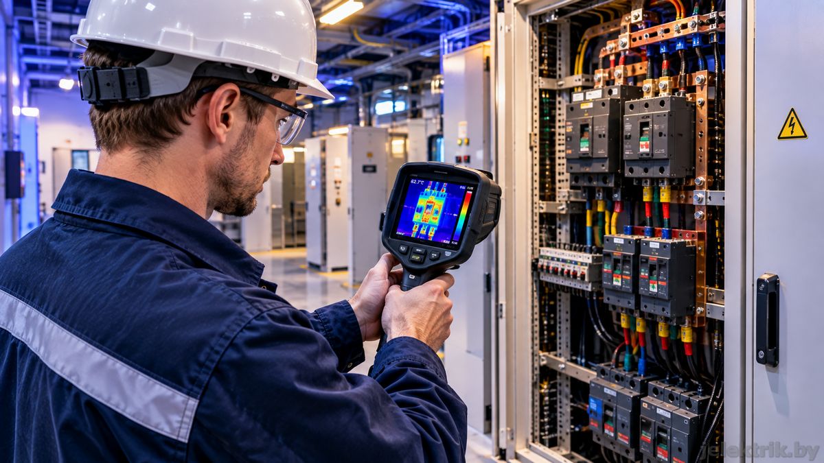 Тепловизионный контроль электрощита Тепловизионная диагностика силового щита для поиска перегрева контактов