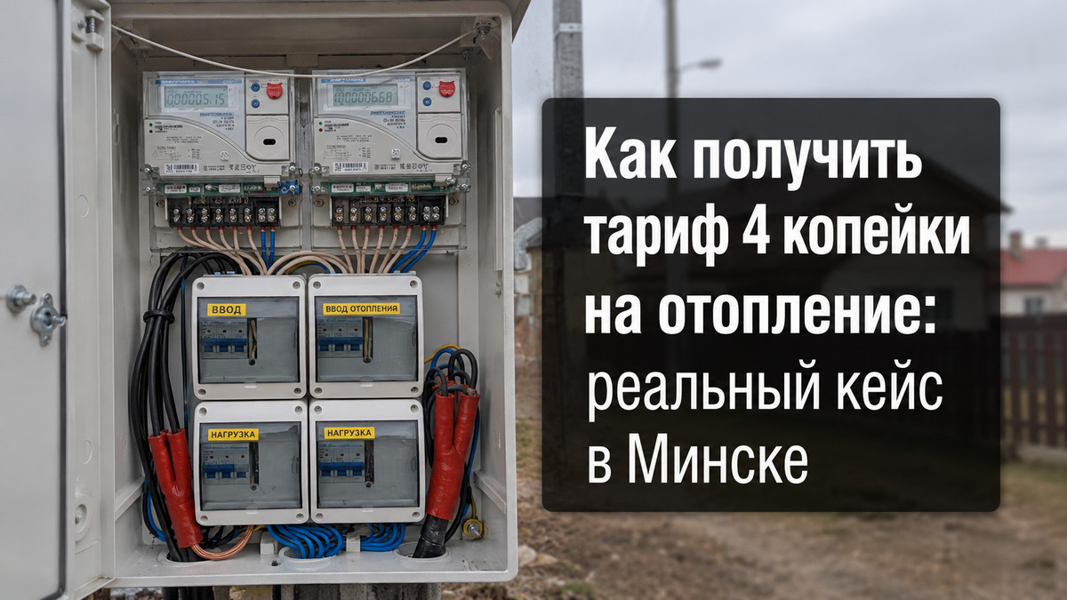 монтаж выносного учета на два контура для льготного тарифа электроотопления Минск